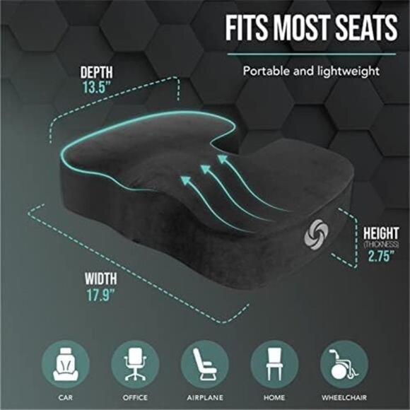 Memory foam seat cushion ergonomic tailbone support coccyx pillow office car cha - Picture 6 of 8